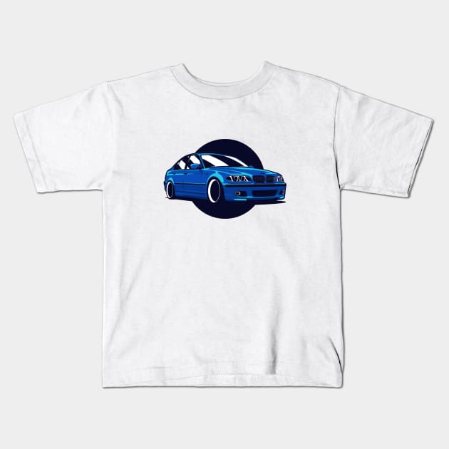 Blue E46 Sedan Kids T-Shirt by KaroCars